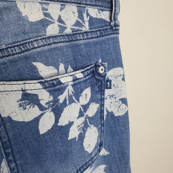 Pilcro Anthropologie Slim Boyfriend Crop Floral Motif Jeans Women's Size 27 - Picture 10 of 14